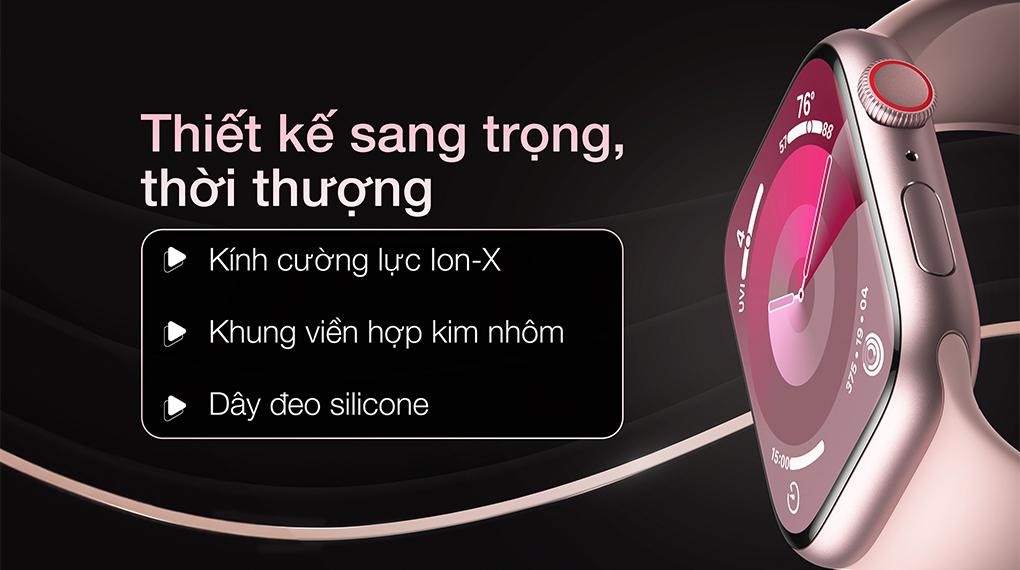 Apple Watch S9 41mm viền nhôm dây silicone - Thiết kế