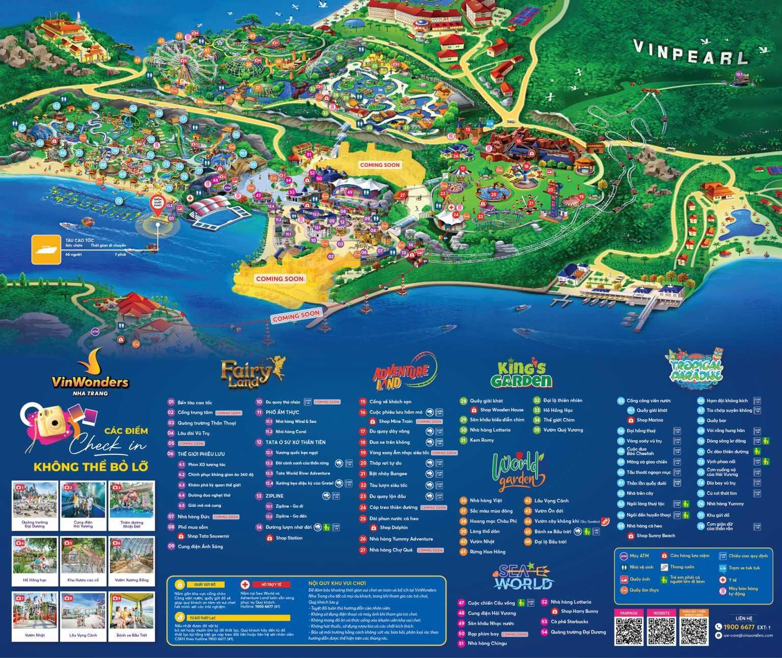 Dắt túi VinWonders Nha Trang map 2024 đầy đủ, chi tiết