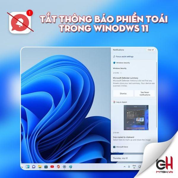 TẮT THÔNG BÁO PHIỀN TOÁI TRONG WINDOWS 11