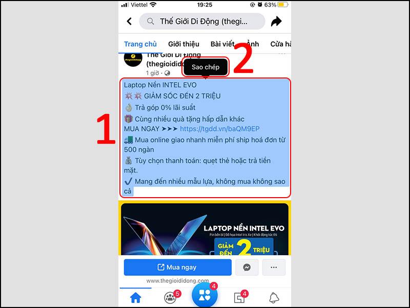 Sao chép bài viết trên Facebook từ điện thoại, máy tính