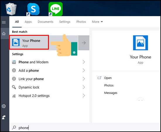 Mở ứng dụng Your Phone trên máy tính Windows 10