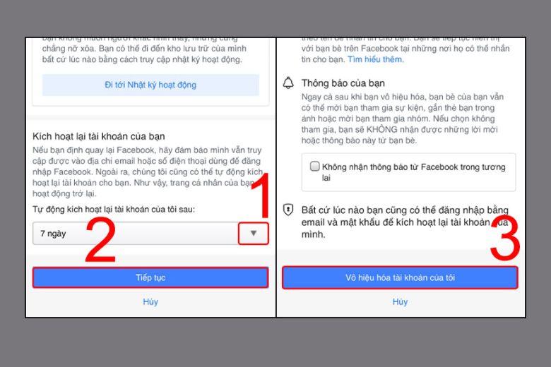 Bước cuối cùng trong cách khóa Facebook tạm thời trên điện thoại