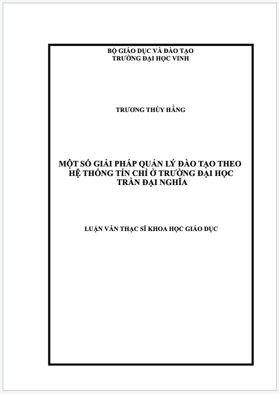 Một số giải pháp quản lý đào tạo theo hệ thống tín chỉ 