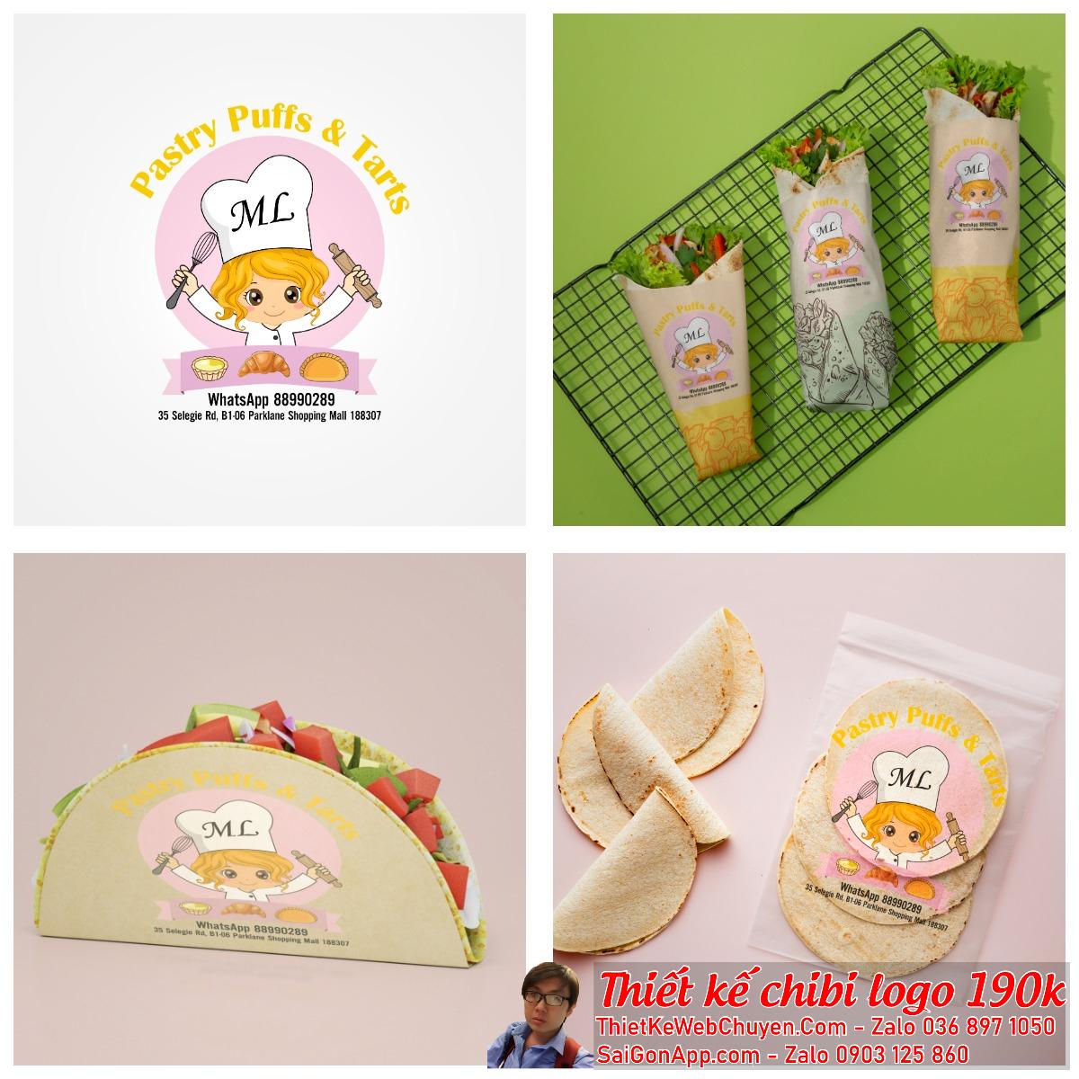 Mẫu thiết kế logo chibi cute đầu bếp" là sự kết hợp độc đáo giữa chibi và yếu tố nấu nướng.