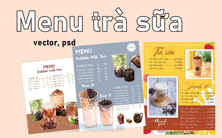 Danh sách mẫu menu trà sữa (File Vector & PSD)