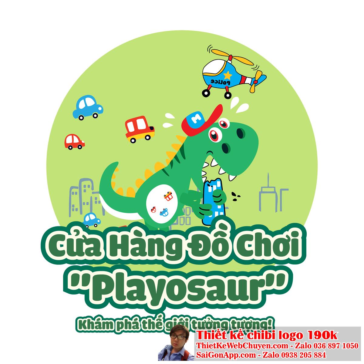 Khủng long chibi là xu hướng thiết kế logo mới lạ.