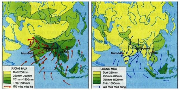 Nêu đặc điểm gió mùa hạ, mùa đông. Vì sao chúng ta lại có đặc điểm khác như vậy