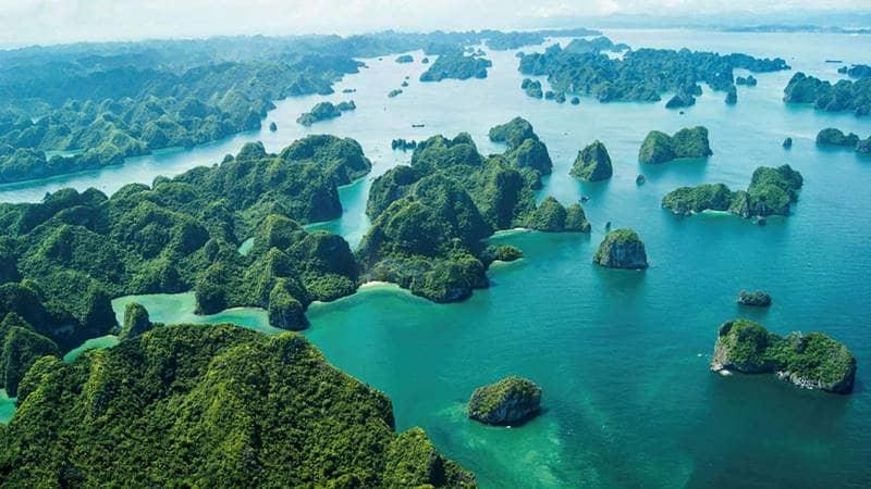 Tham quan Vịnh Hạ Long với hơn 1.900 hòn đảo đá vôi lớn nhỏ. Nguồn: Internet