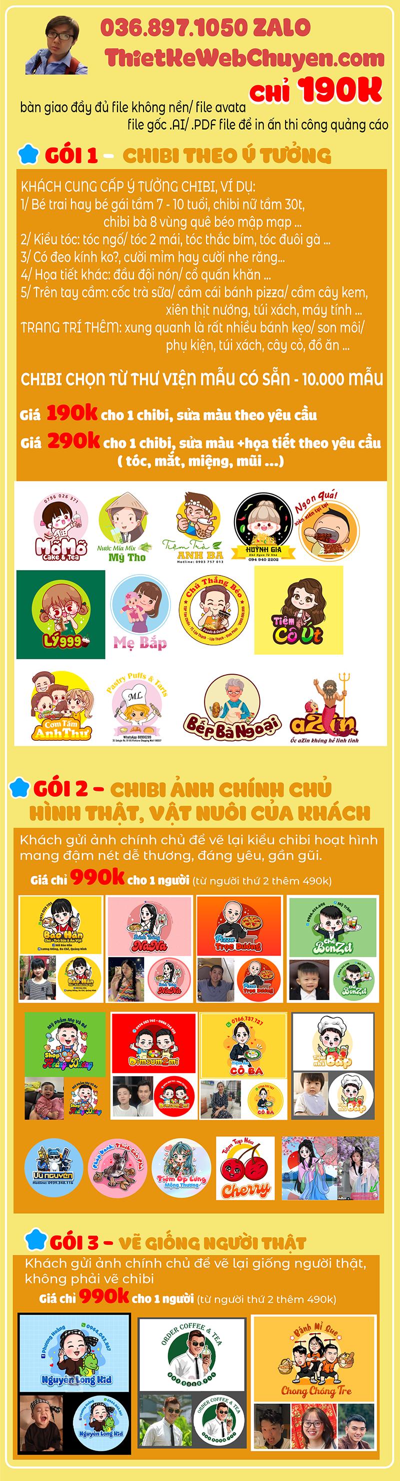 THIẾT KẾ LOGO CHIBI QUÁN TRÀ SỮA ĂN VẶT 190K CUTE DỄ THƯƠNG