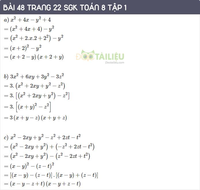 giải bài 48 trang 22 SGK toán 8 tập 1