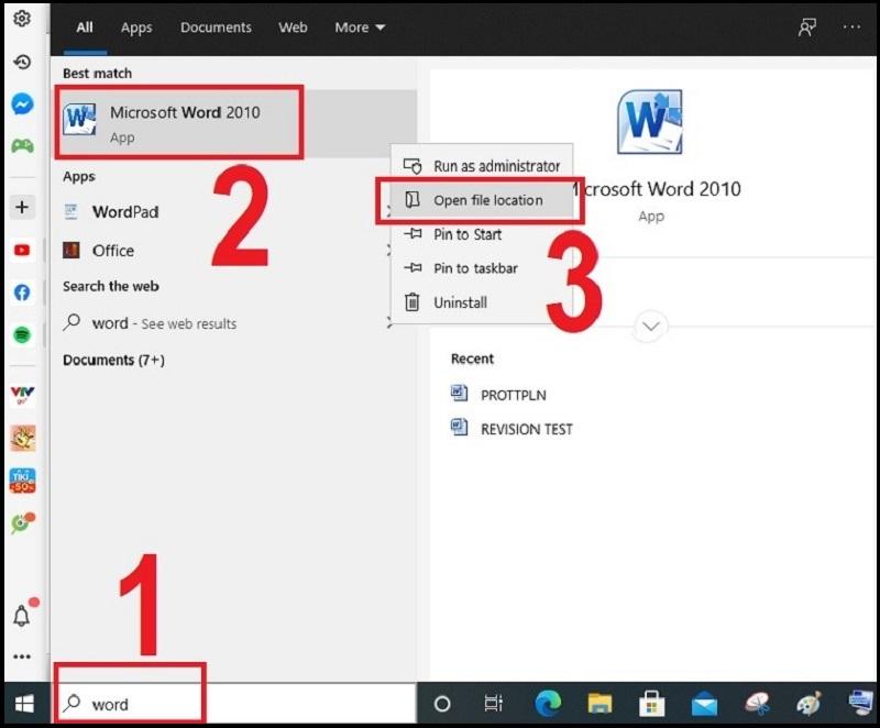 Hướng dẫn tối ưu hóa biểu tượng Word trên desktop Windows 10