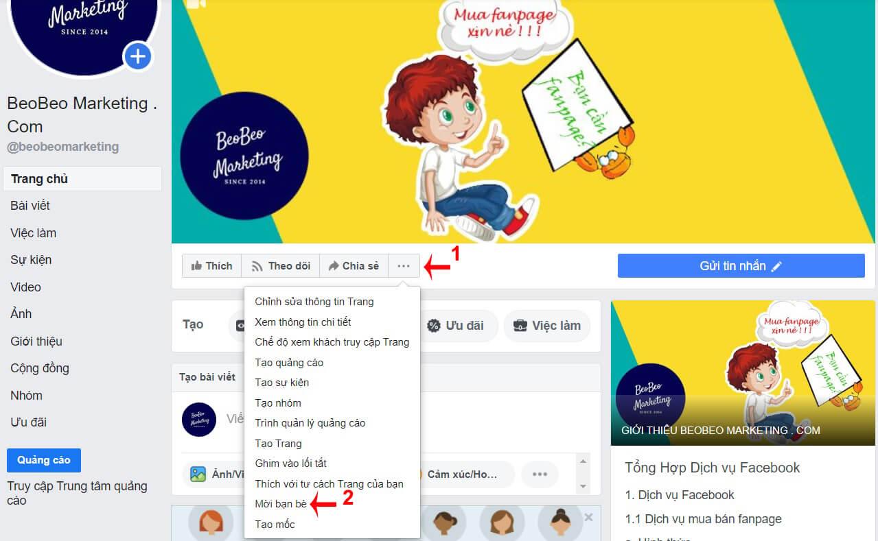 Cách mời bạn bè thích trang fanpage facebook hiệu quả