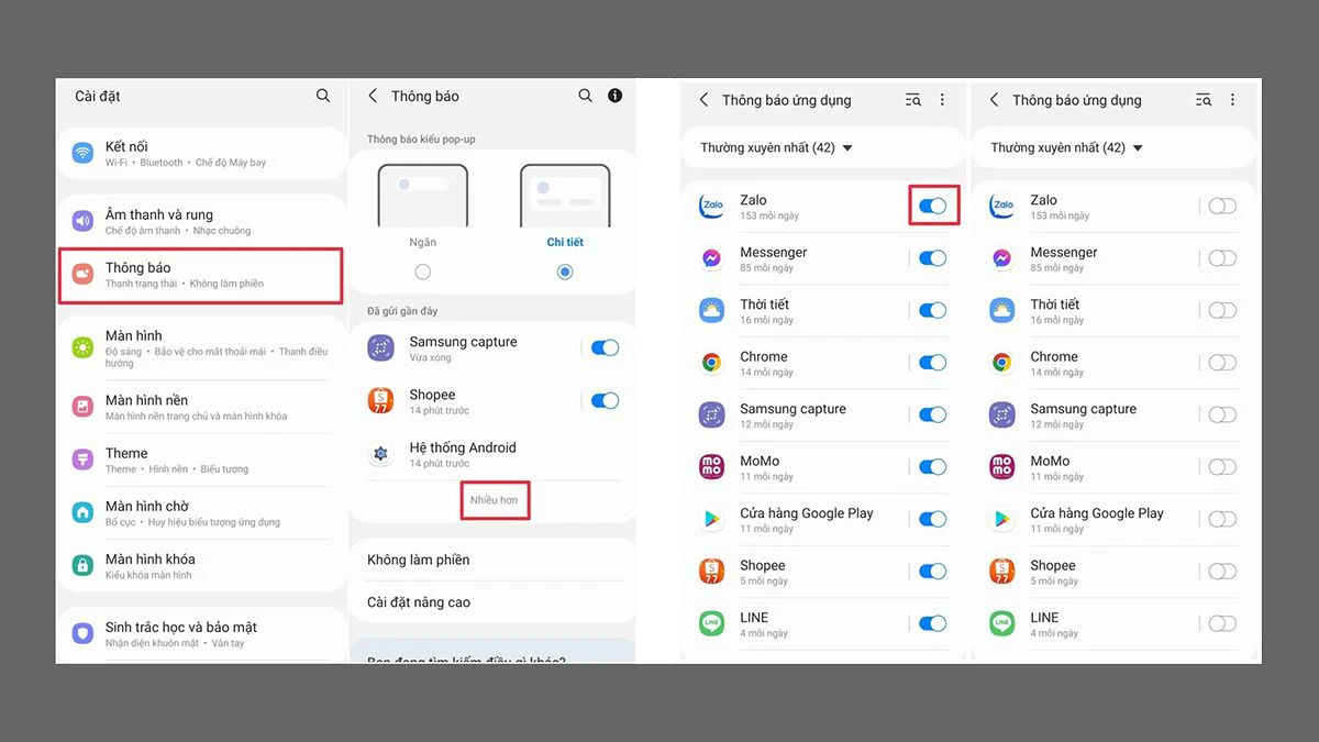 Cách tắt thông báo ứng dụng trên Samsung Android