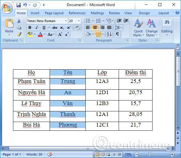 Cách sắp xếp tên trong Word theo thứ tự ABC