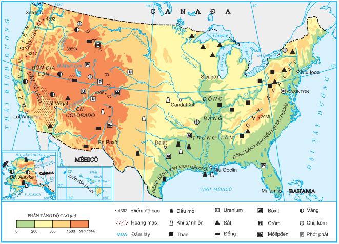 Lý thuyết Hợp chủng quốc Hoa Kì - Tự nhiên và dân cư | Địa lí lớp 11 (ảnh 1)