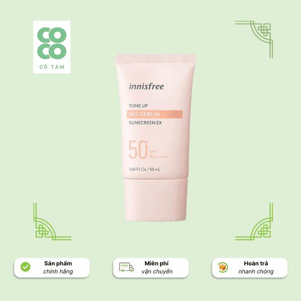 Kem Chống Nắng Innisfree Hồng Tone Up No Sebum SPF50 Chống Tia UV