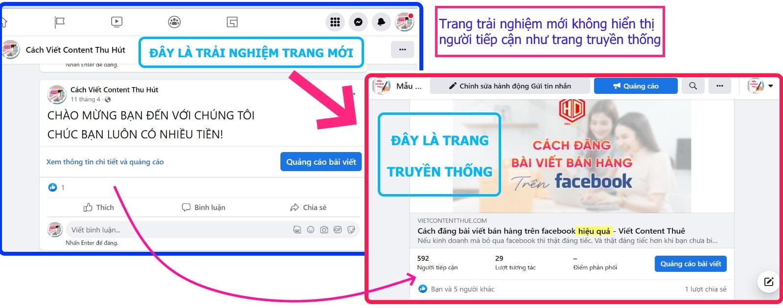 Thay đổi giao diện fanpage mới sẽ không thấy lượt hiển thị người tiếp cận