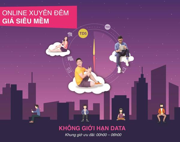 TD3 mang đến 3GB lướt mạng từ 0h00 đến 5h59p59