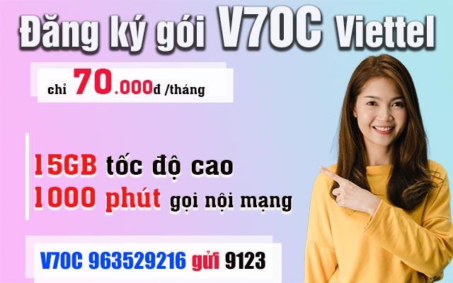 Gói cước Viettel 70k 1 tháng DATA 4G , gọi nội mạng miễn phí