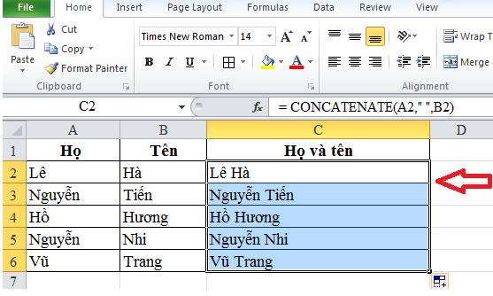 Cách gộp 2 hay nhiều cột trong Excel mà vẫn giữ nguyên nội dung