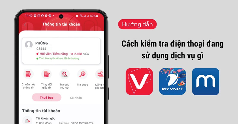 Tra cứu dịch vụ đang sử dụng Viettel, MobiFone, VinaPhone