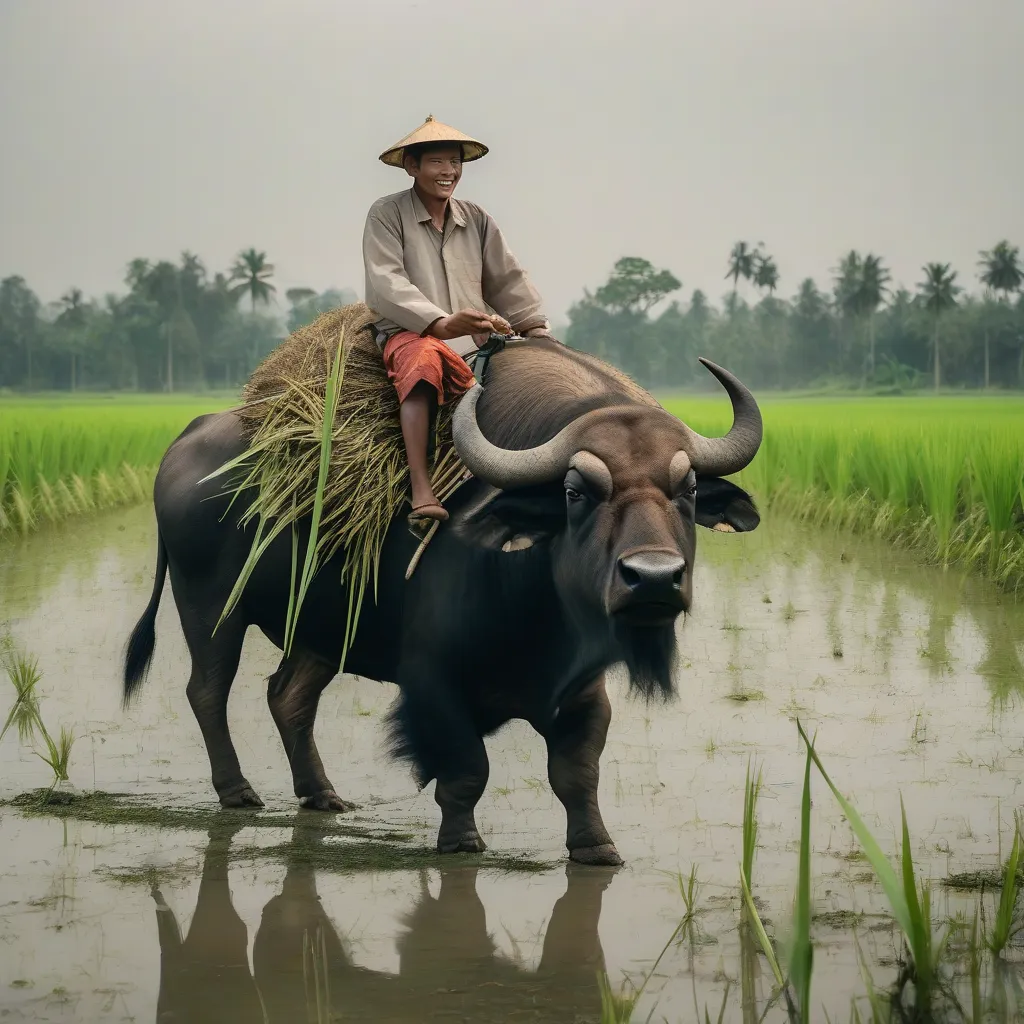 Cưỡi trâu trên đồng lúa