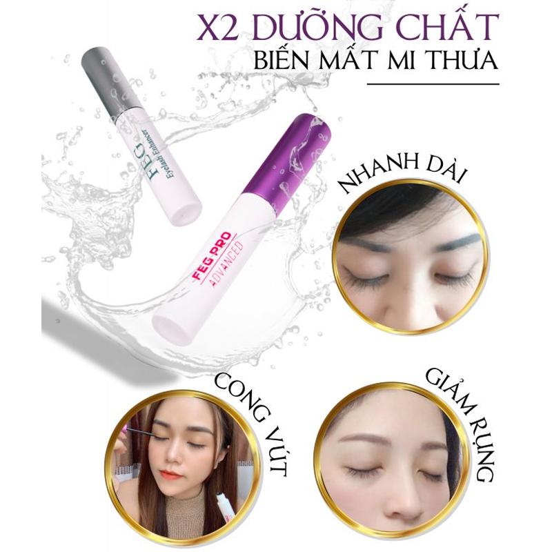 Combo Dưỡng Mi Ngày Và Đêm FEG Eyelash (3ml x 2), Dưỡng Mi Dài, Dày, Đen, Khỏe Đẹp