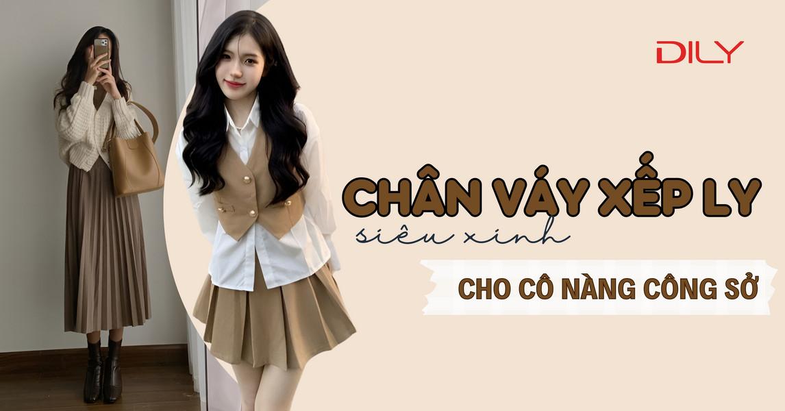 Phối đồ chuẩn xu hướng với chân váy xếp ly cho nàng công sở