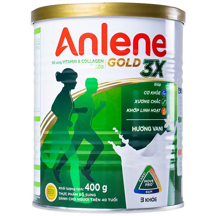 sữa bột anlene gold 3X hương vani lon 400g cho người trên 40 tuồi