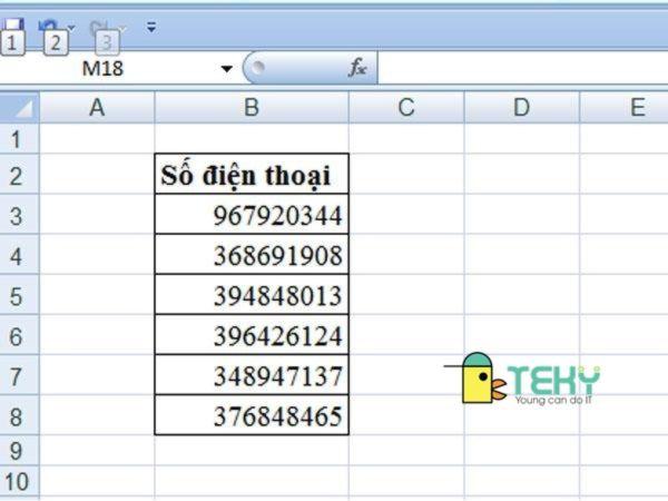 cách định dạng số điện thoại trong excel