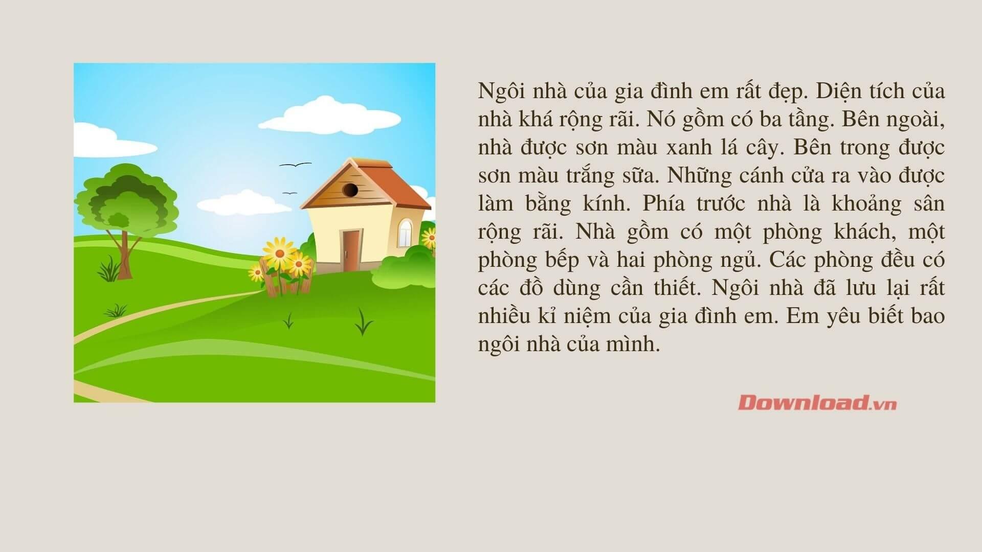 Tập làm văn lớp 3: Tả ngôi nhà của gia đình em (32 mẫu) Những bài văn mẫu lớp 3