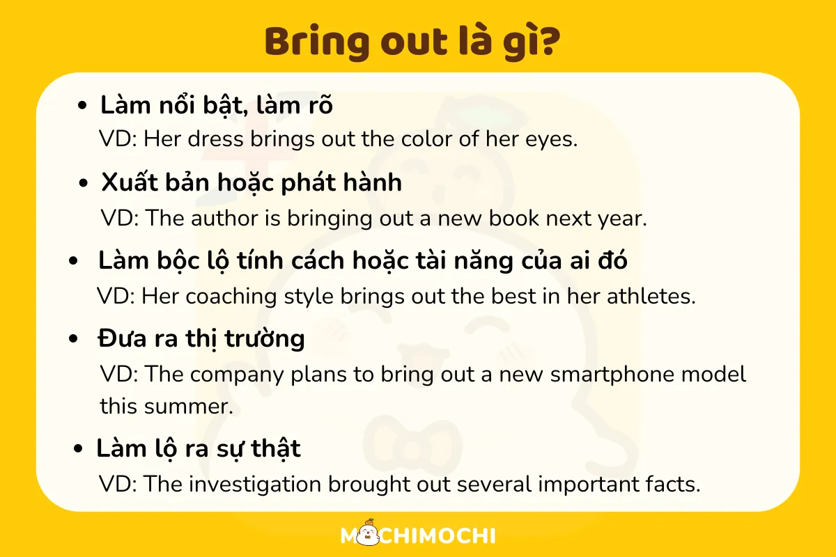 Bring out là gì? Chi tiết về cụm từ bring out trong tiếng Anh