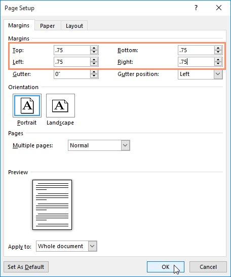 Cửa sổ Page Layout trong Word