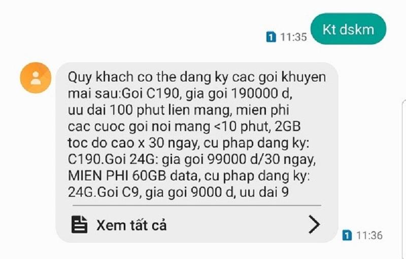 Kiểm tra khuyến mãi MobiFone thông qua tin nhắn