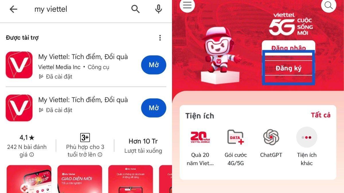 Cách nhận 4G Viettel miễn phí bằng cách tạo tài khoản trên app My Viettel bước 1