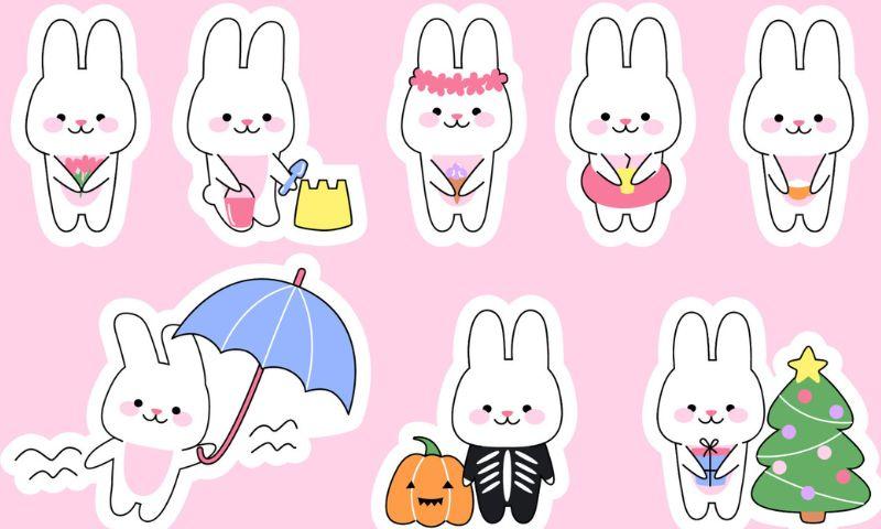 sticker thỏ cute