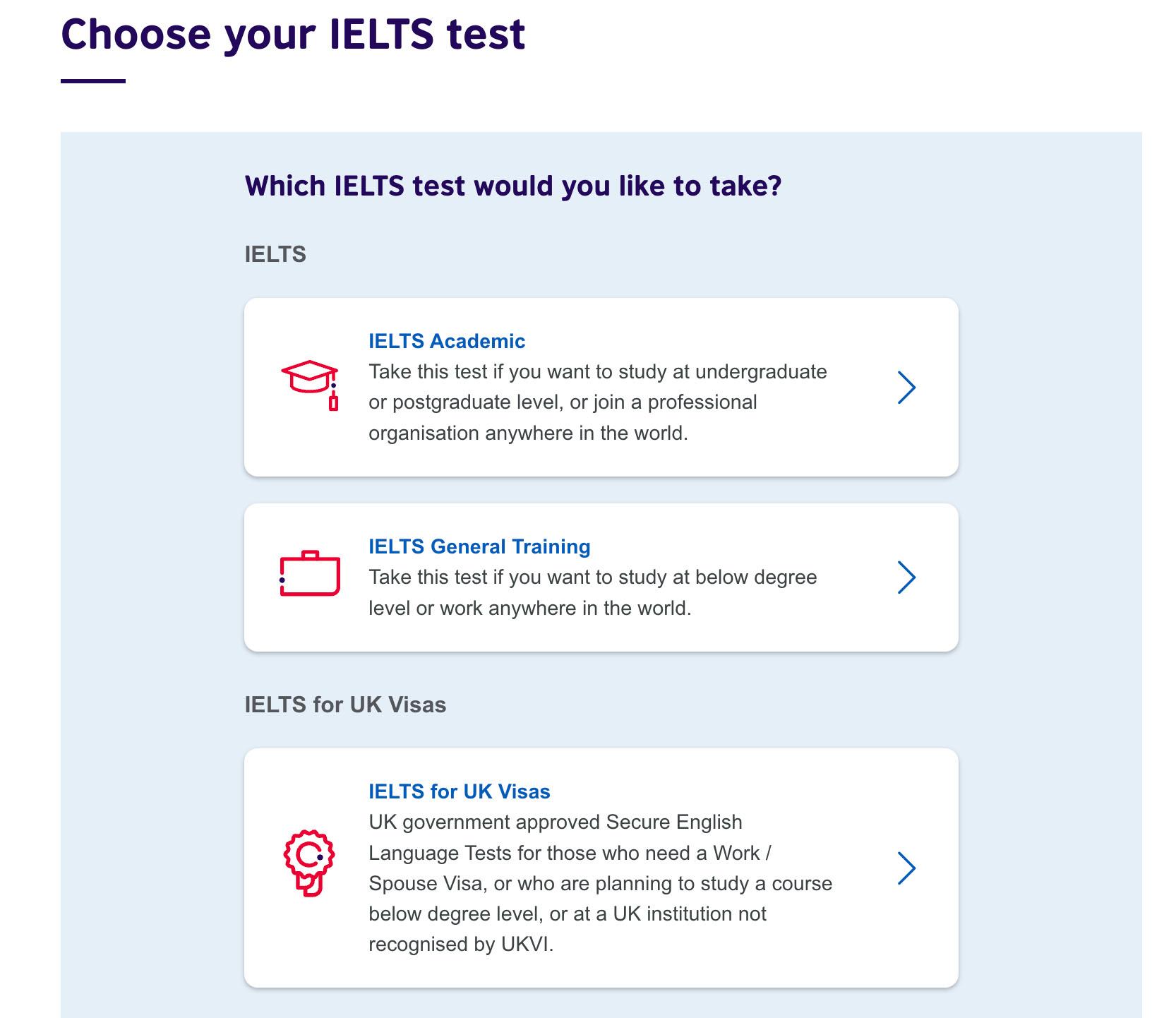 Lựa chọn bài thi IELTS tại BC