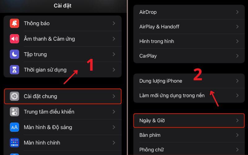 Tìm và nhấn vào mục Ngày & Giờ để điều chỉnh giờ