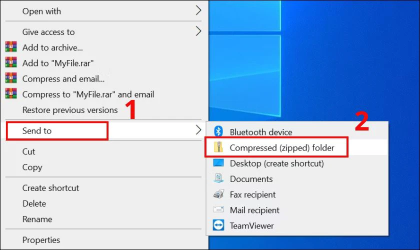 Cách tạo file ZIP bằng menu ngữ cảnh Windows