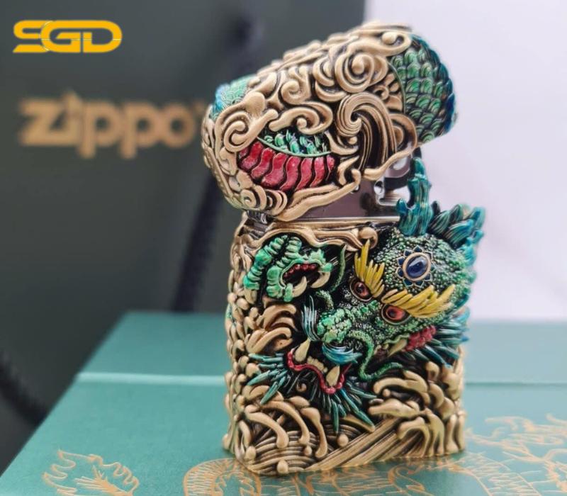 Bật lửa Zippo rồng xanh 2024 đẹp đến mức ngỡ ngàng