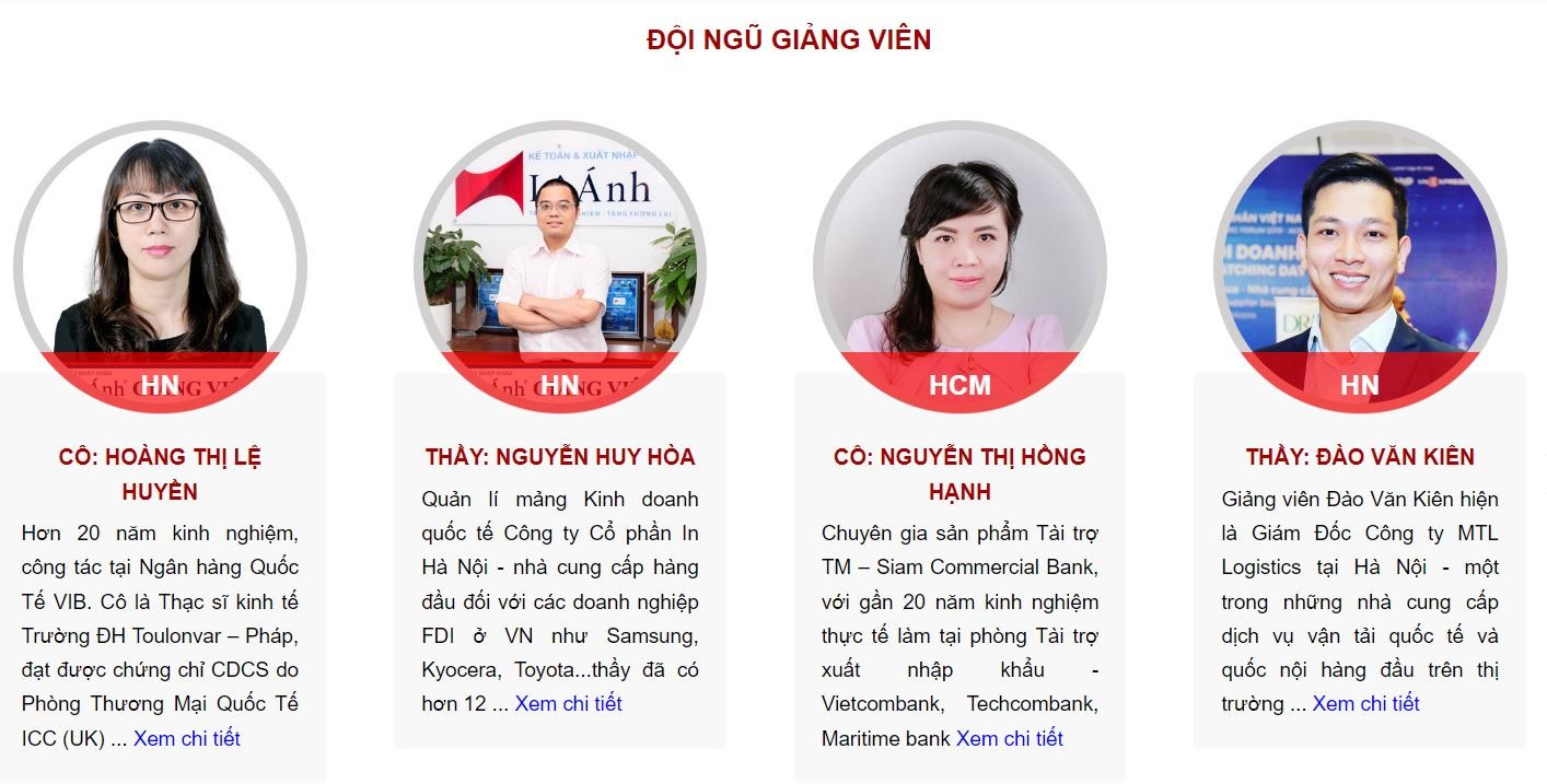 đội ngũ giảng viên khóa học xuất nhập khẩu