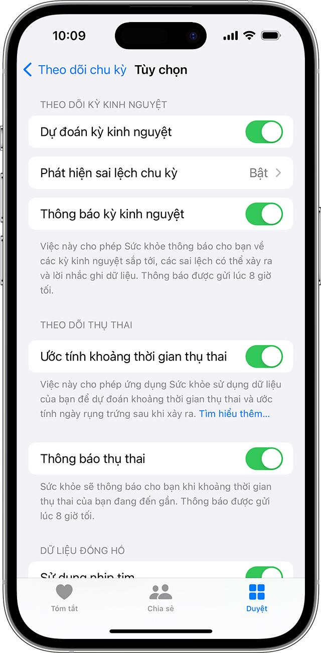 Theo dõi kỳ kinh nguyệt với ứng dụng Theo dõi chu kỳ