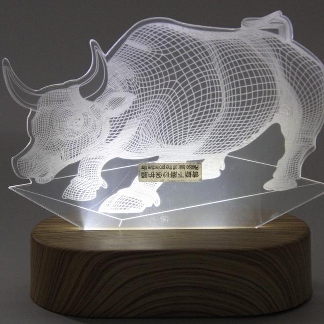 Đèn ngủ hình con Trâu rừng để bàn 3D 3 chế độ màu