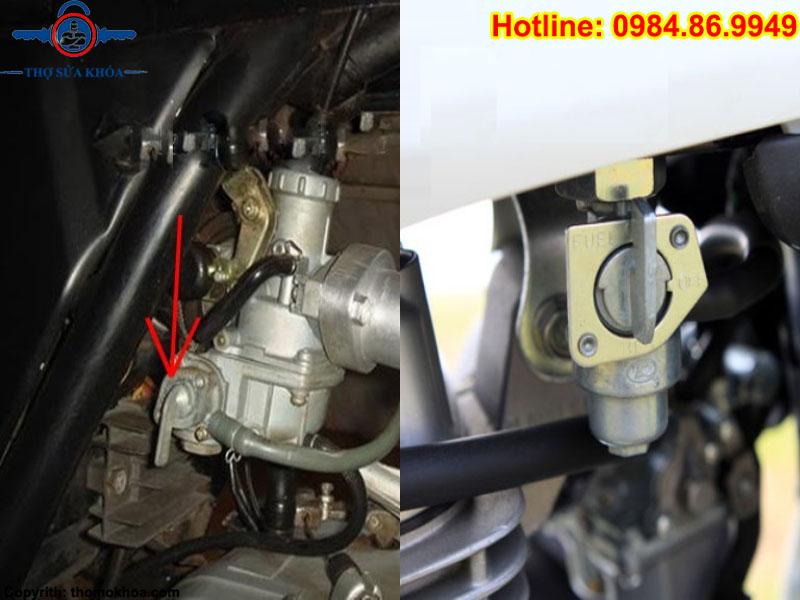 Xác định vị trí khóa xăng xe Sirius ở đâu?