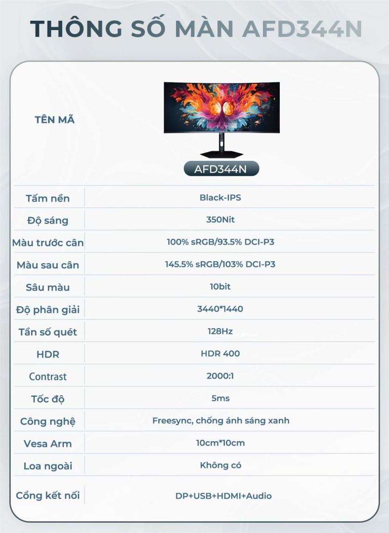 Màn hình cong 34inch AFD344N 4K IPS Black