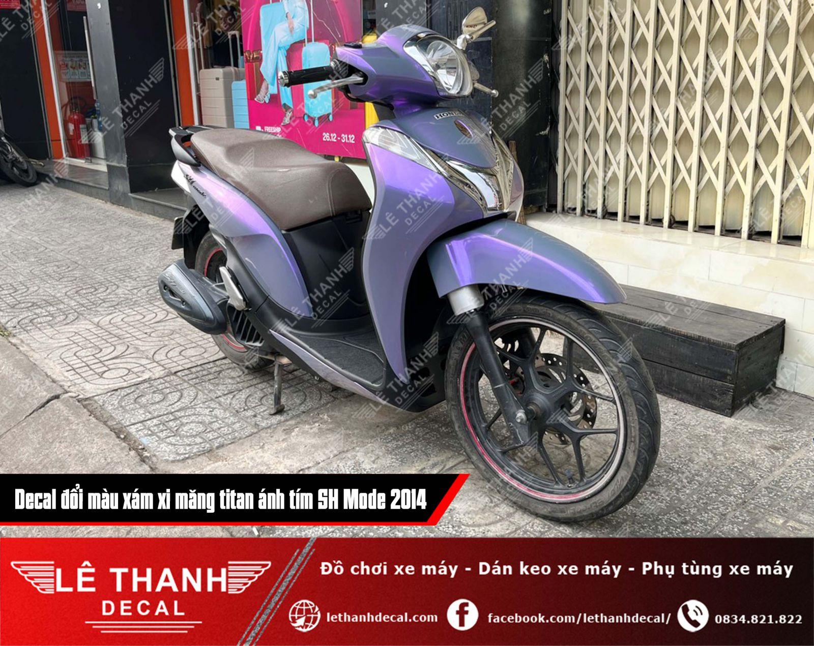 Dán decal đổi màu xám xi măng titan ánh tím cho SH Mode 2014
