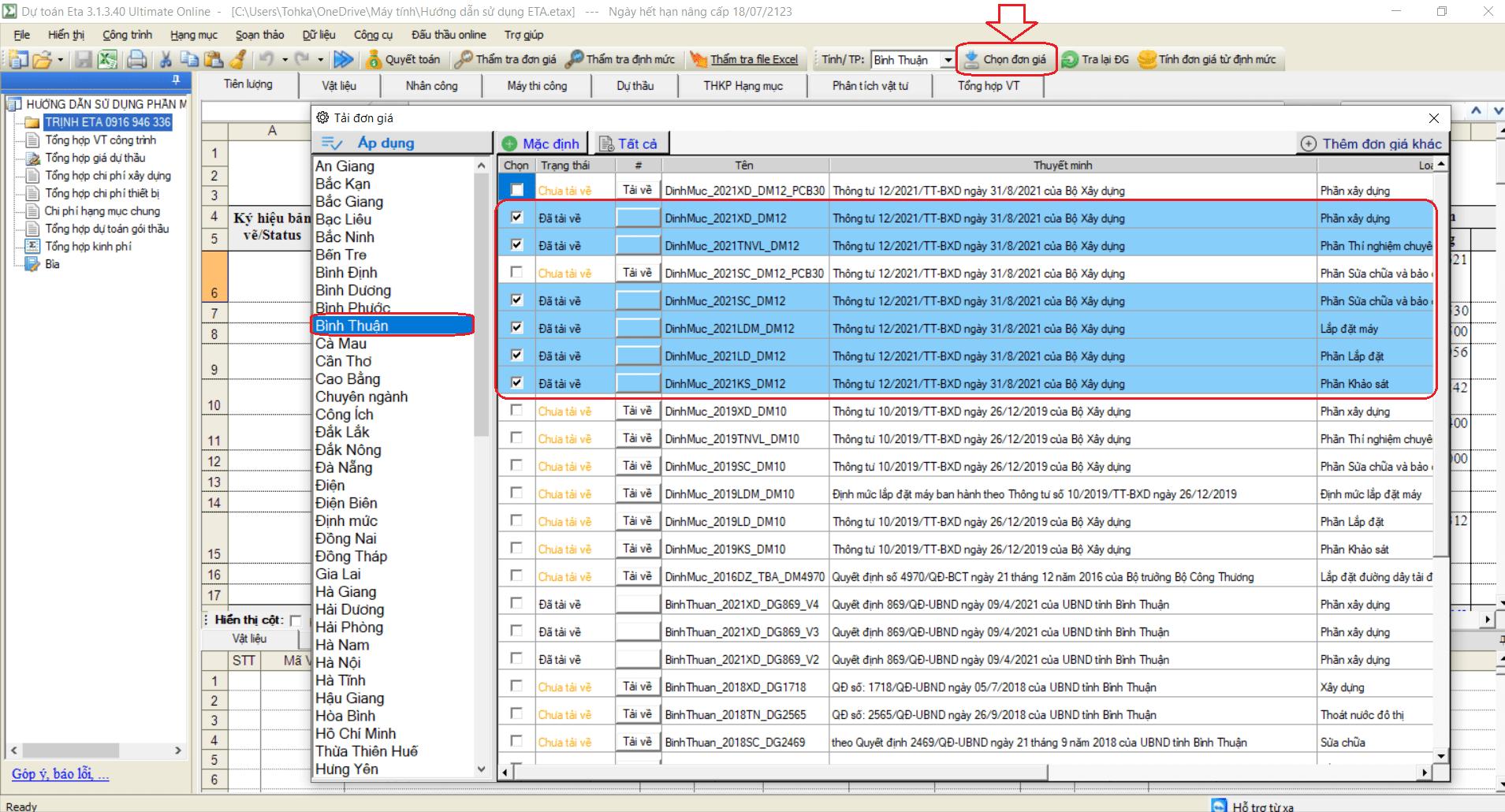 HƯỚNG DẪN LẬP DỰ TOÁN TỈNH BÌNH THUẬN NĂM MỚI NHẤT