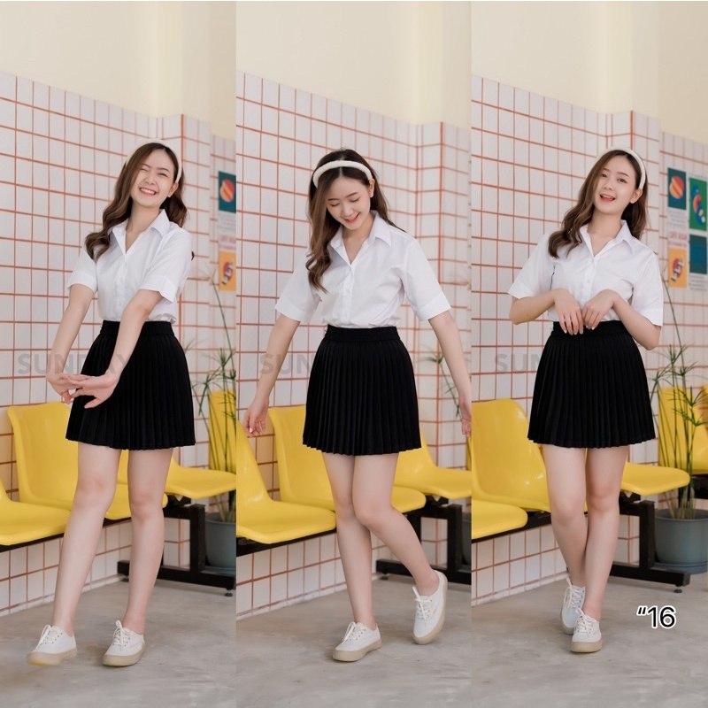 Đồng phục chân váy xếp ly nhỏ cạp chun co dãn form dáng trẻ trung Thái Lan