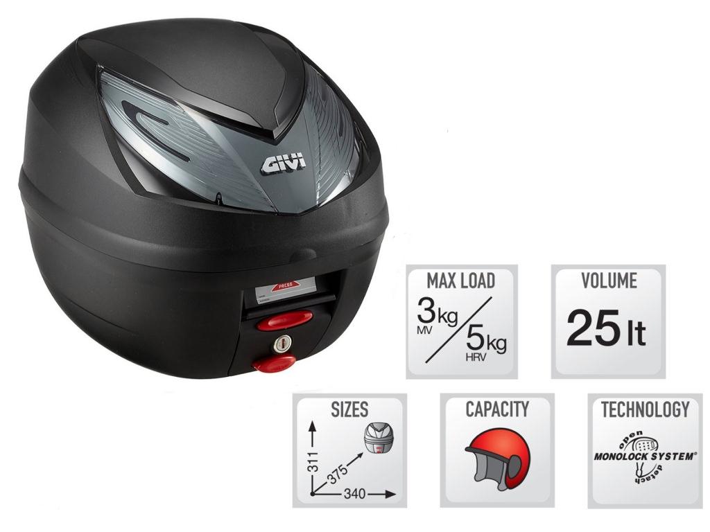 Thùng Givi xe máy Wave Alpha 110 (Thùng Givi E250N2, baga Givi MV)