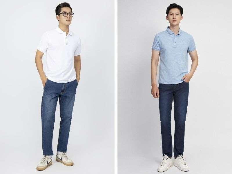 Phối áo phông polo có cổ với quần jeans cực chất, chàng đã thử chưa?